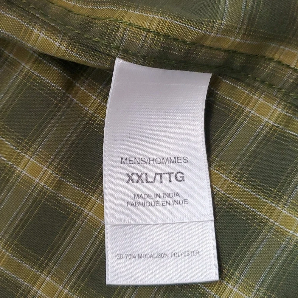 The North Face Green  Plaid Modal Blend Men's Long Sleeve  Shirt Size XXL